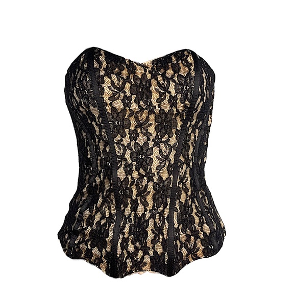 Guess Tops - GUESS Strapless lace corset with zipper and back lacing